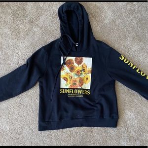 Black hoodie with van goh sunflowers